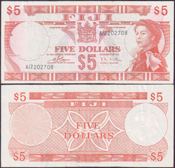 1974 Fiji $5 (P.73a) L000022